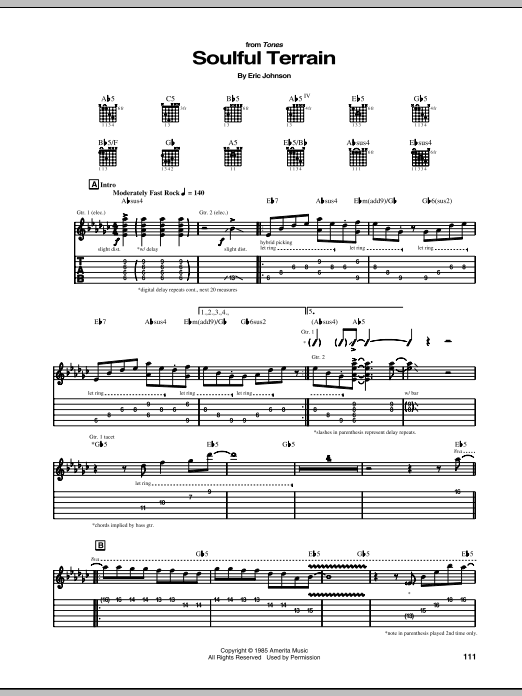 Eric Johnson Soulful Terrain sheet music notes and chords. Download Printable PDF.