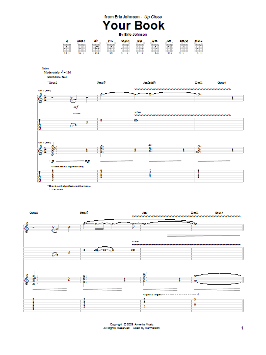 Learn to play Eric Johnson Your Book sheet music for Guitar Tab in minutes. Price: 7.8900$ Eric Johnson Your Book sheet music notes and chords arranged for Guitar Tab