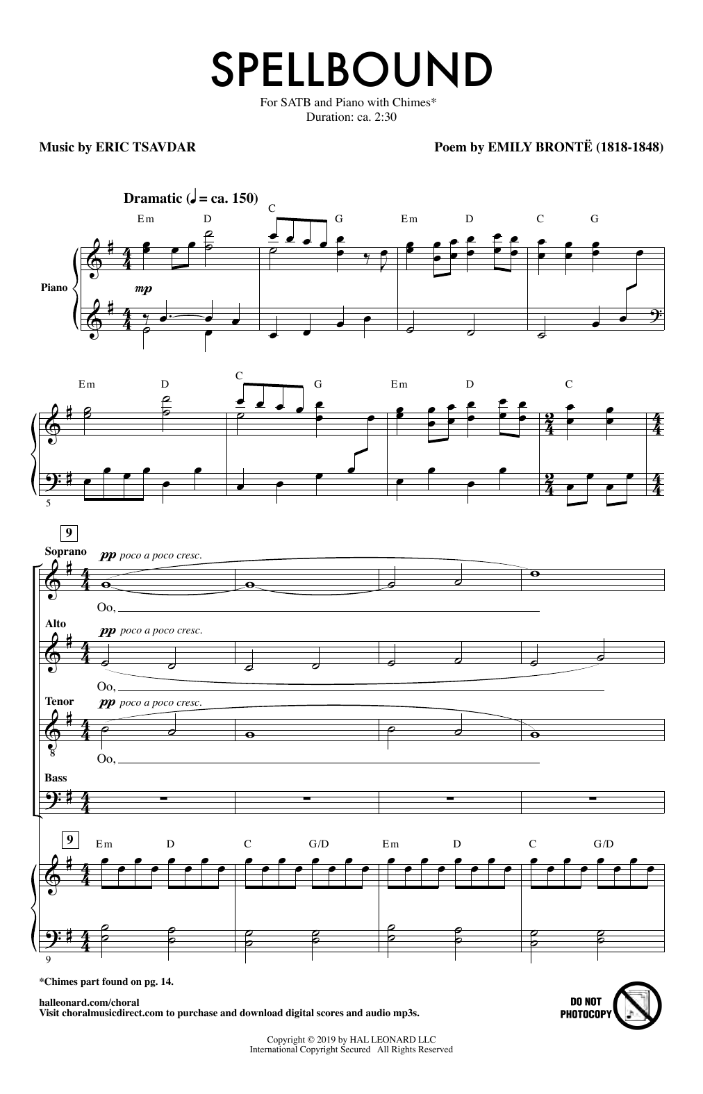 Eric Tsavdar Spellbound sheet music notes and chords. Download Printable PDF.