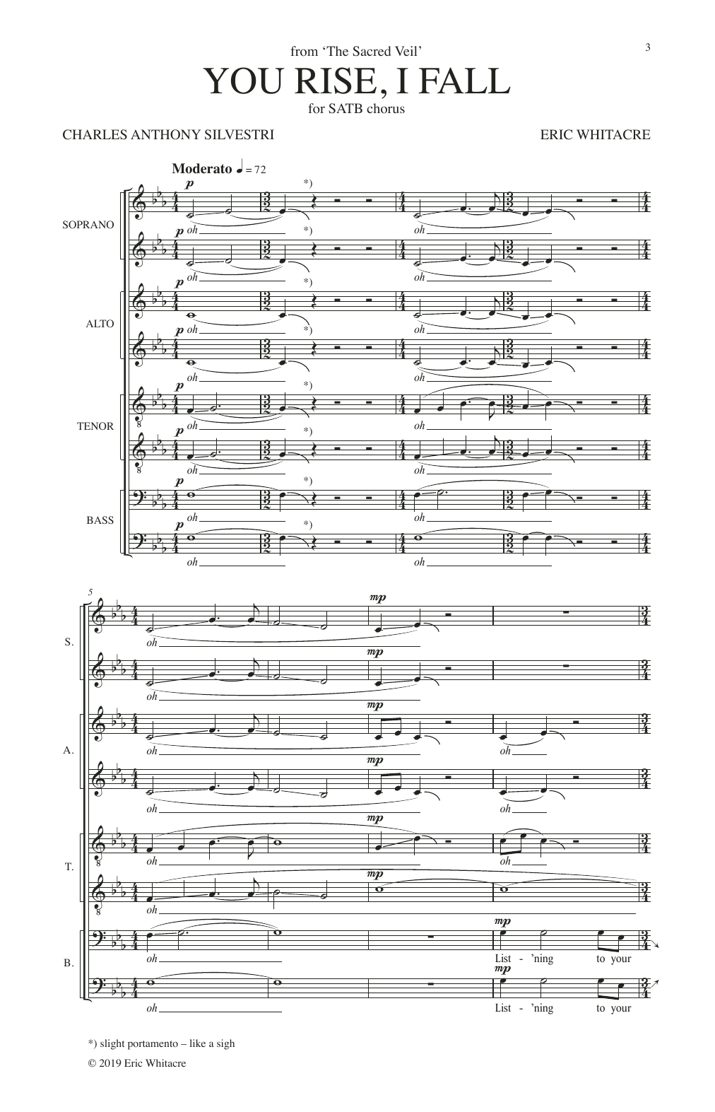 Learn to play Eric Whitacre You Rise, I Fall (from The Sacred Veil) sheet music for SATB Choir in minutes. Price: 3.9900$ Eric Whitacre You Rise, I Fall (from The Sacred Veil) sheet music notes and chords arranged for SATB Choir