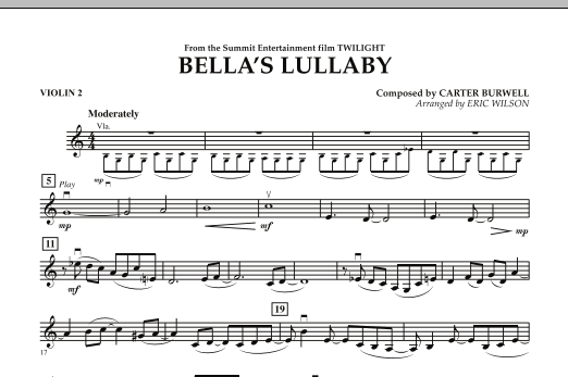 Eric Wilson Bella S Lullaby From Twilight Violin 2 Sheet Music Notes Chords Film Tv Partiture Orchestra Download Printable Pdf 283301