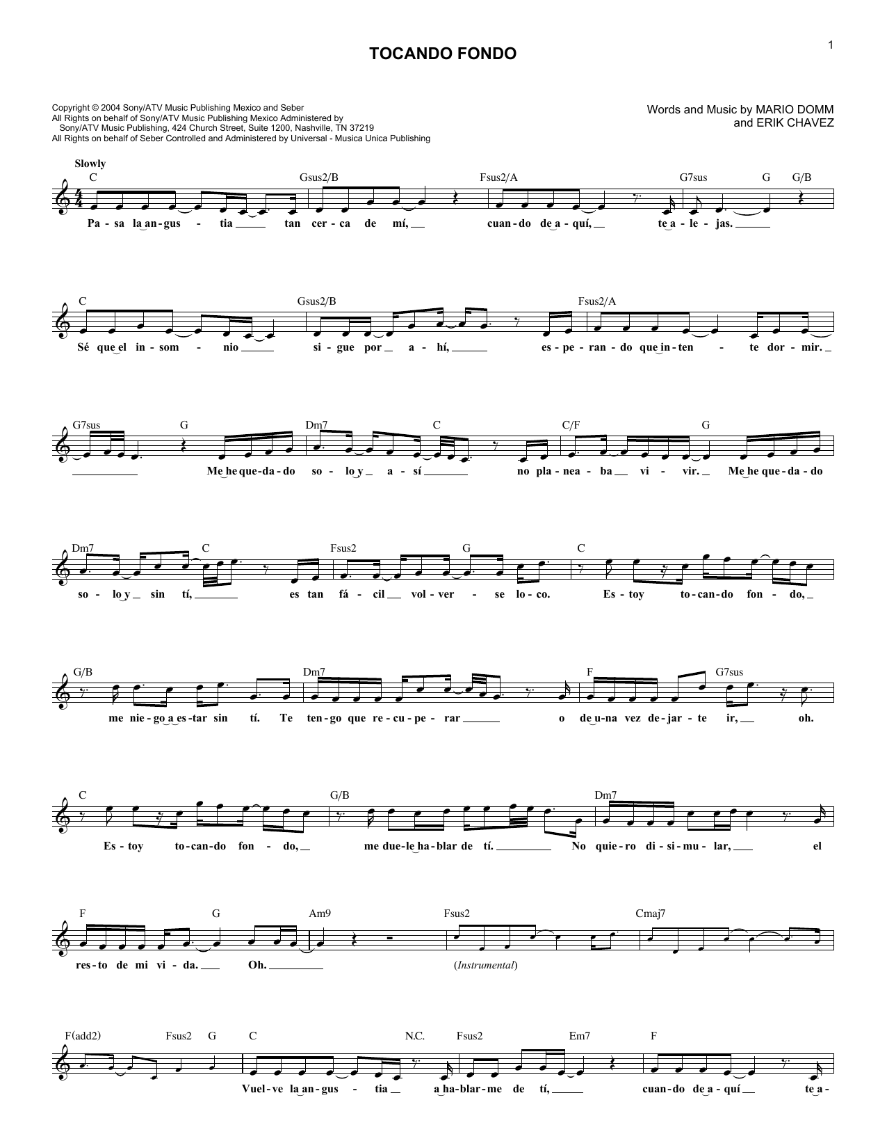 Erik Chavez Tocando Fondo sheet music notes and chords. Download Printable PDF.