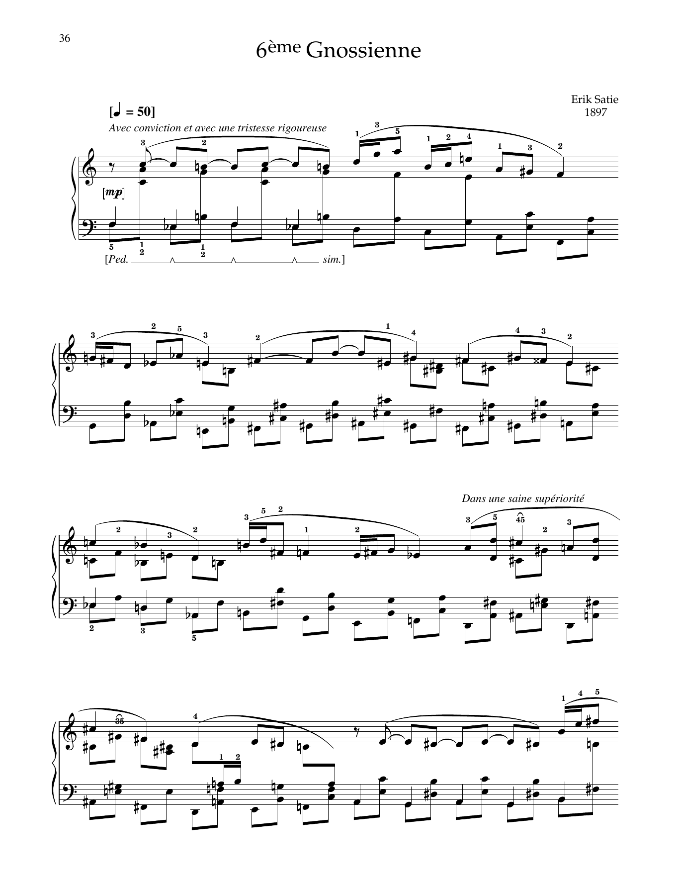 Learn to play Erik Satie 6ème Gnossienne sheet music for Piano Solo in minutes. Price: 6.9900$ Erik Satie 6ème Gnossienne sheet music notes and chords arranged for Piano Solo