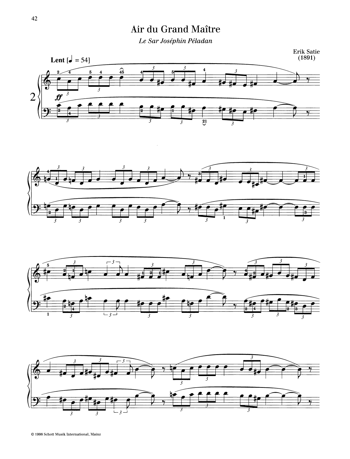 Learn to play Erik Satie Air du Grand Maitre sheet music for Piano Solo in minutes. Price: 6.9900$ Erik Satie Air du Grand Maitre sheet music notes and chords arranged for Piano Solo