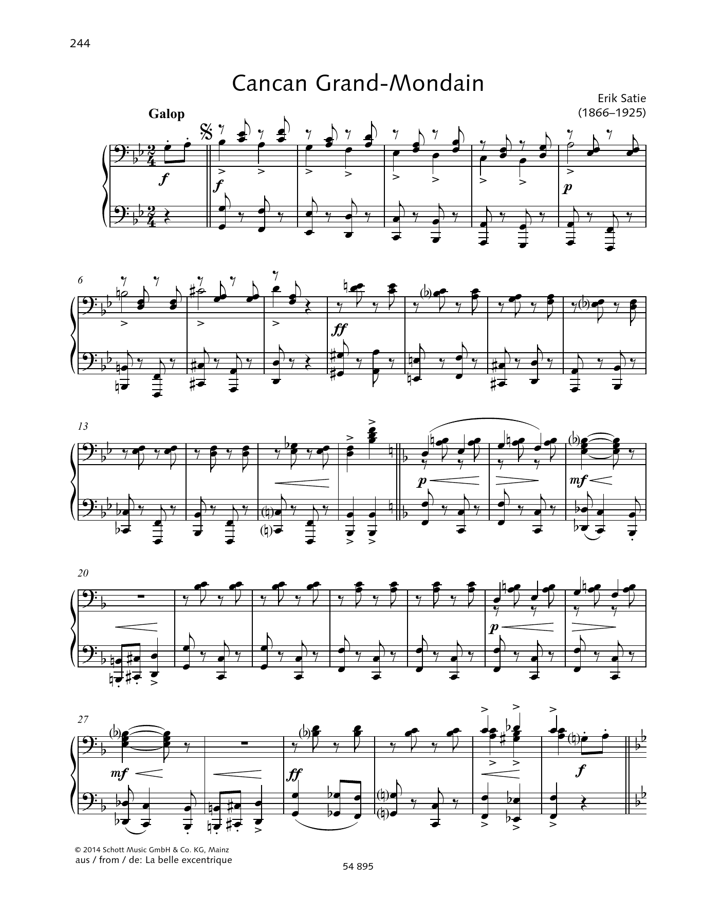 Erik Satie Cancan Grand-Mondain sheet music notes and chords. Download Printable PDF.