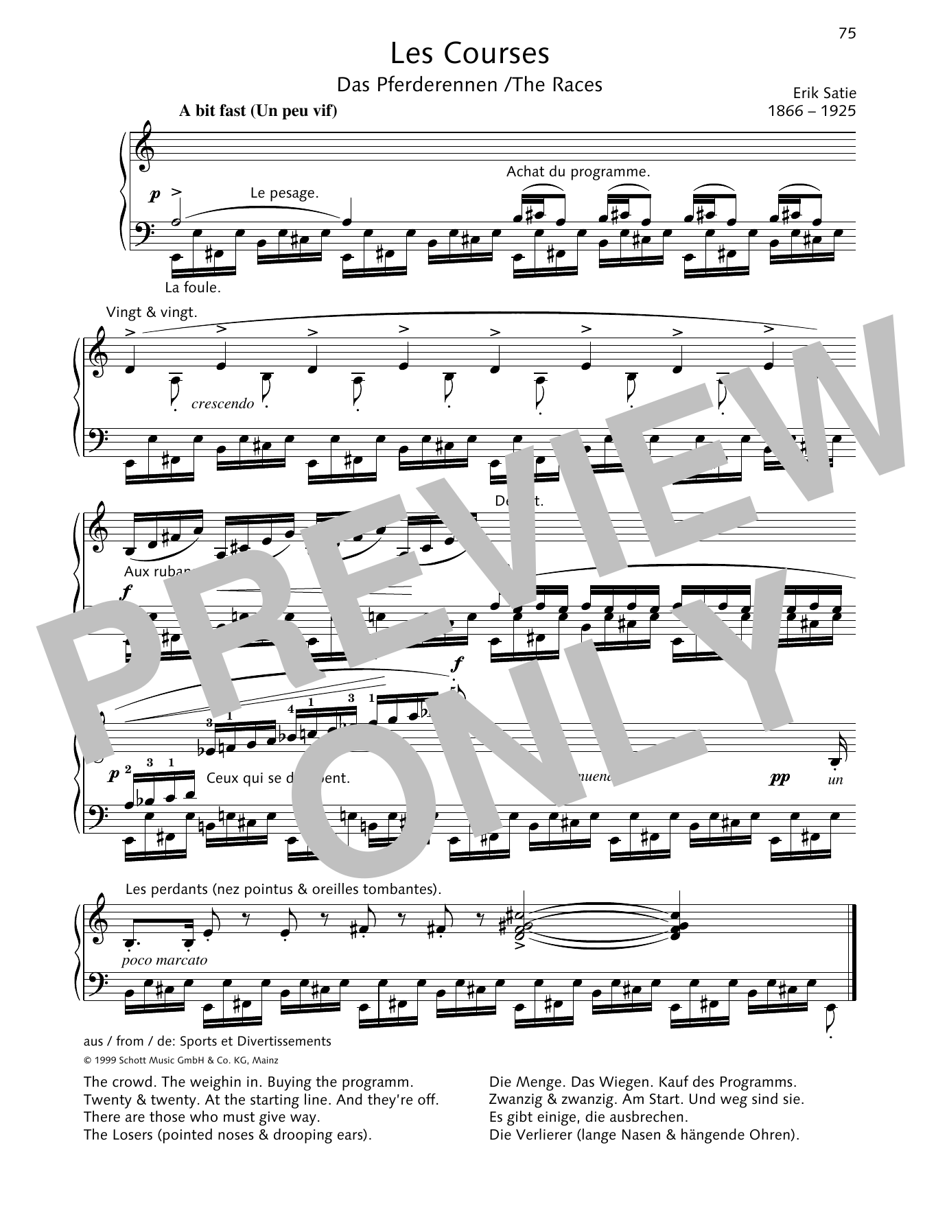 Learn to play Erik Satie The Races sheet music for Piano Solo in minutes. Price: 6.9900$ Erik Satie The Races sheet music notes and chords arranged for Piano Solo