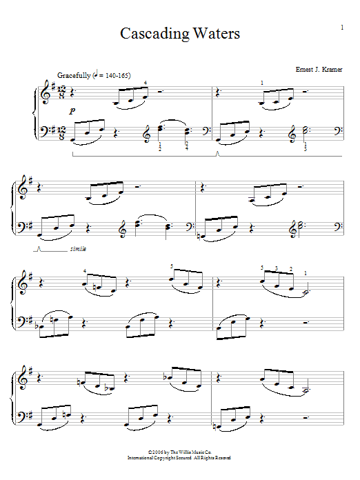 Ernest J. Kramer Cascading Waters sheet music notes and chords. Download Printable PDF.