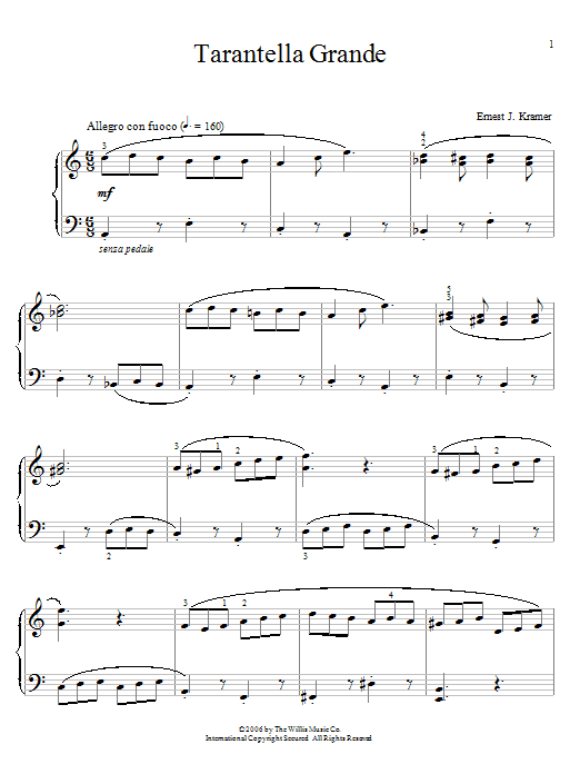 Ernest J. Kramer Tarantella Grande sheet music notes and chords. Download Printable PDF.