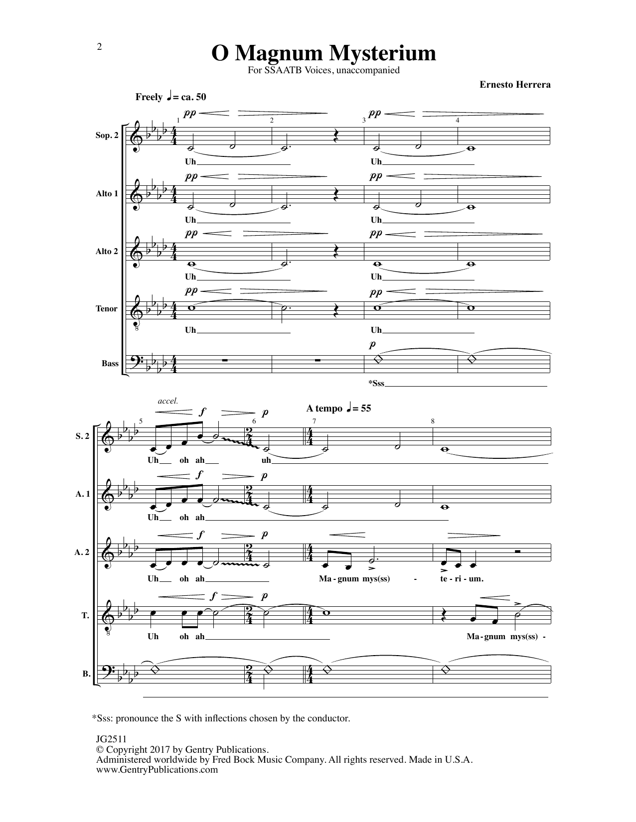 Ernesto Herrera O Magnum Mysterium sheet music notes and chords. Download Printable PDF.