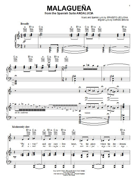 Ernesto Lecuona Malaguena Sheet Music Pdf Notes Chords Latin Score Piano Duet Download Printable Sku 158629