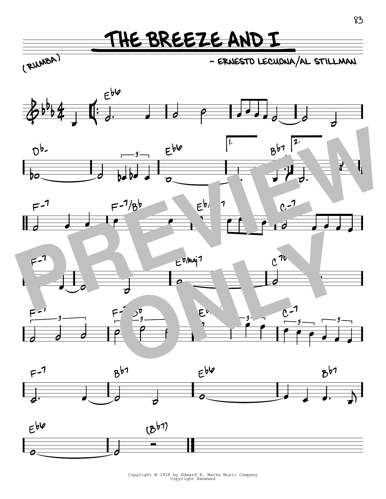 Ernesto Lecuona The Breeze And I sheet music notes and chords. Download Printable PDF.
