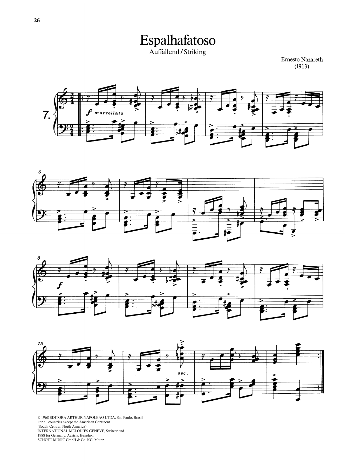 Ernesto Nazareth Espalhafatoso sheet music notes and chords. Download Printable PDF.