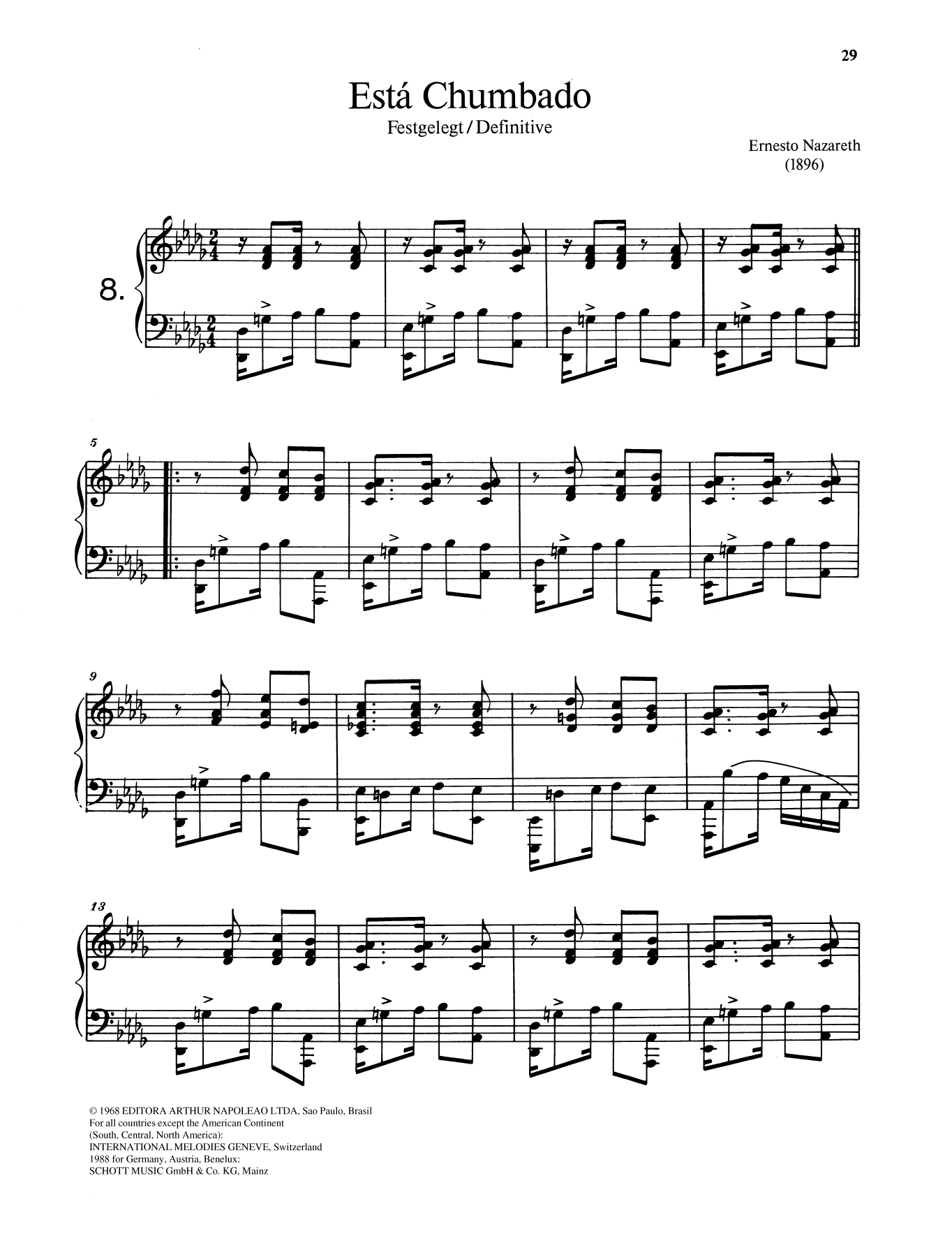 Ernesto Nazareth Estš Chumbado sheet music notes and chords. Download Printable PDF.