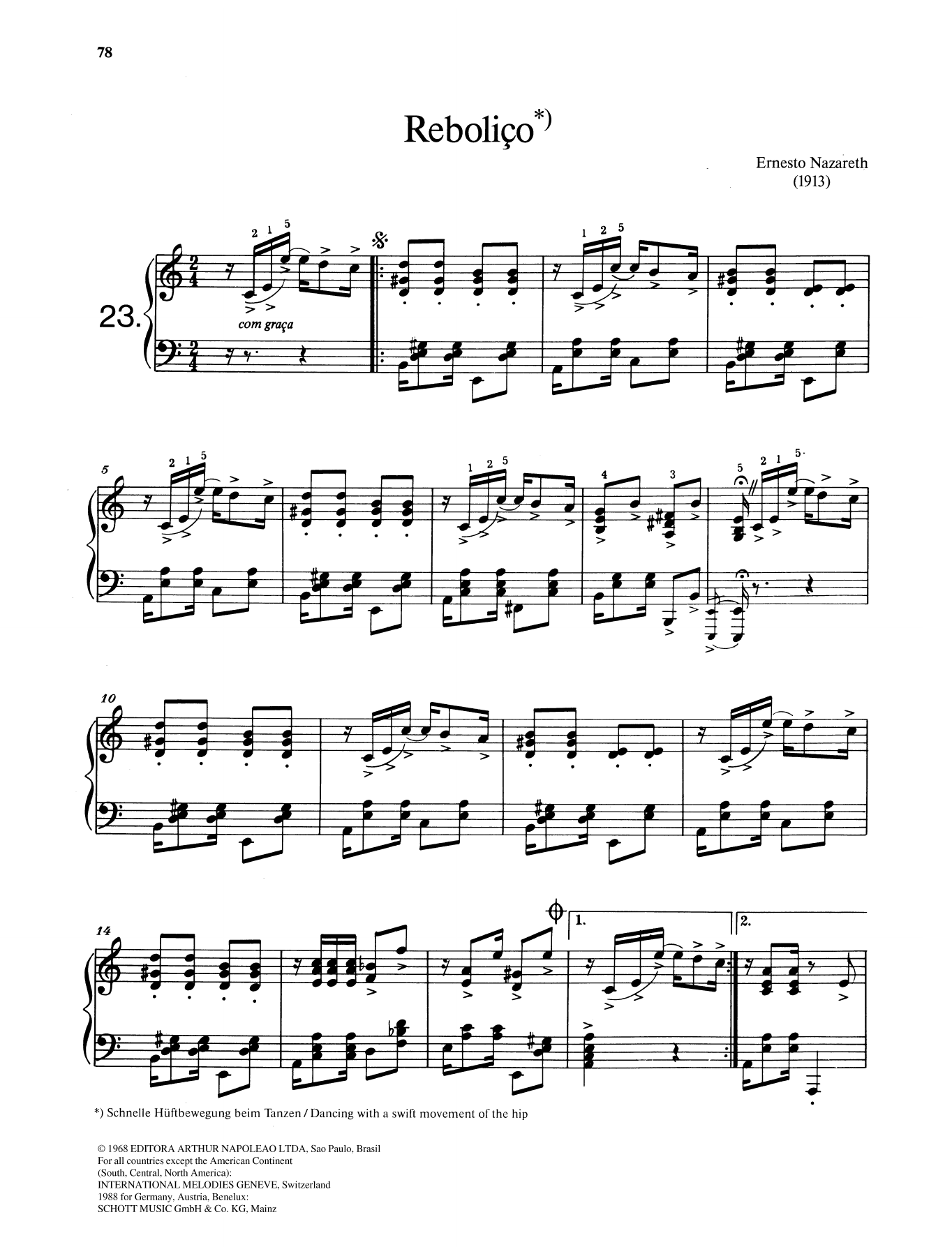 Learn to play Ernesto Nazareth Reboliço sheet music for Piano Solo in minutes. Price: 6.9900$ Ernesto Nazareth Reboliço sheet music notes and chords arranged for Piano Solo