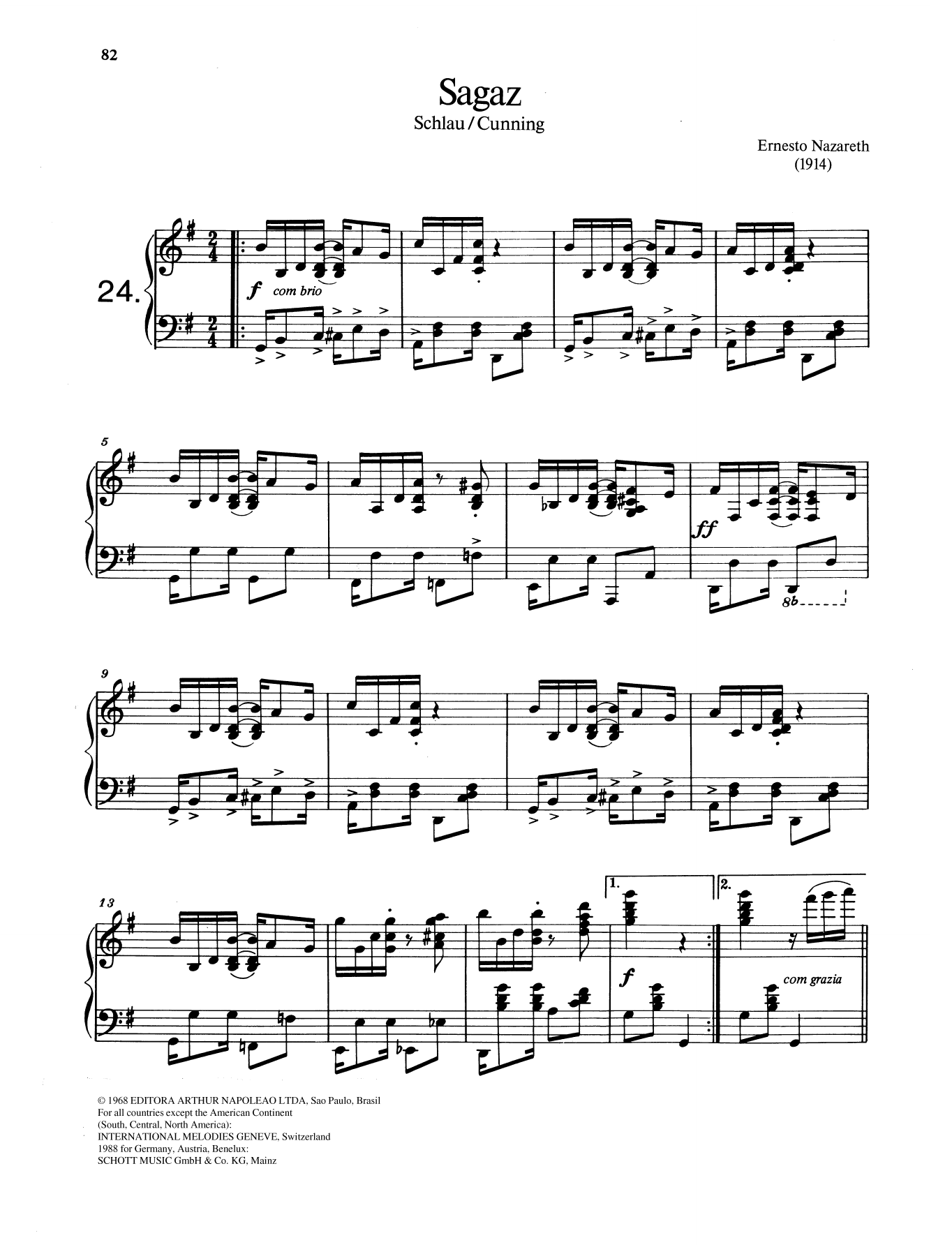 Ernesto Nazareth Sagaz sheet music notes and chords. Download Printable PDF.