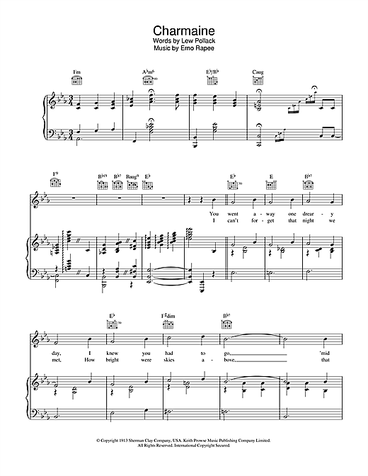 Erno Rapee Charmaine sheet music notes and chords. Download Printable PDF.