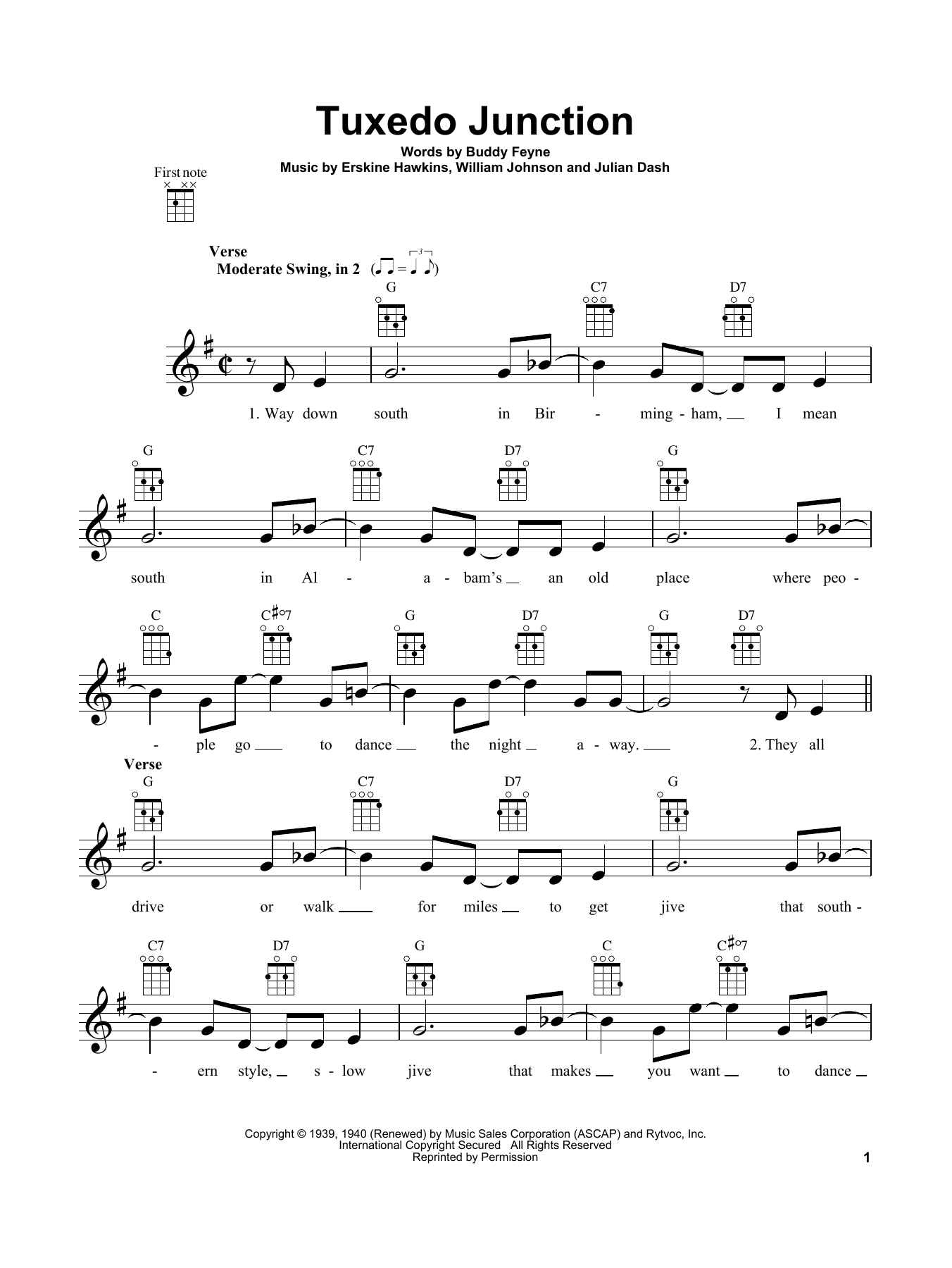 Erskine Hawkins Tuxedo Junction sheet music notes and chords. Download Printable PDF.