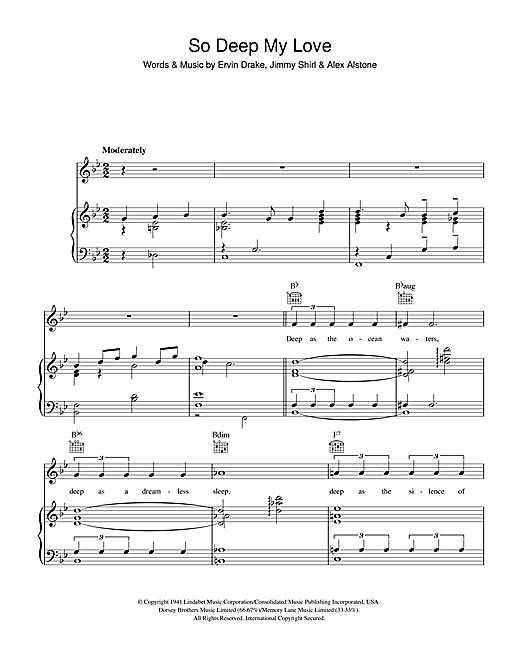 Learn to play Ervin Drake So Deep My Love sheet music for Piano, Vocal & Guitar (Right-Hand Melody) in minutes. Ervin Drake So Deep My Love sheet music notes and chords. Download Printable PDF.