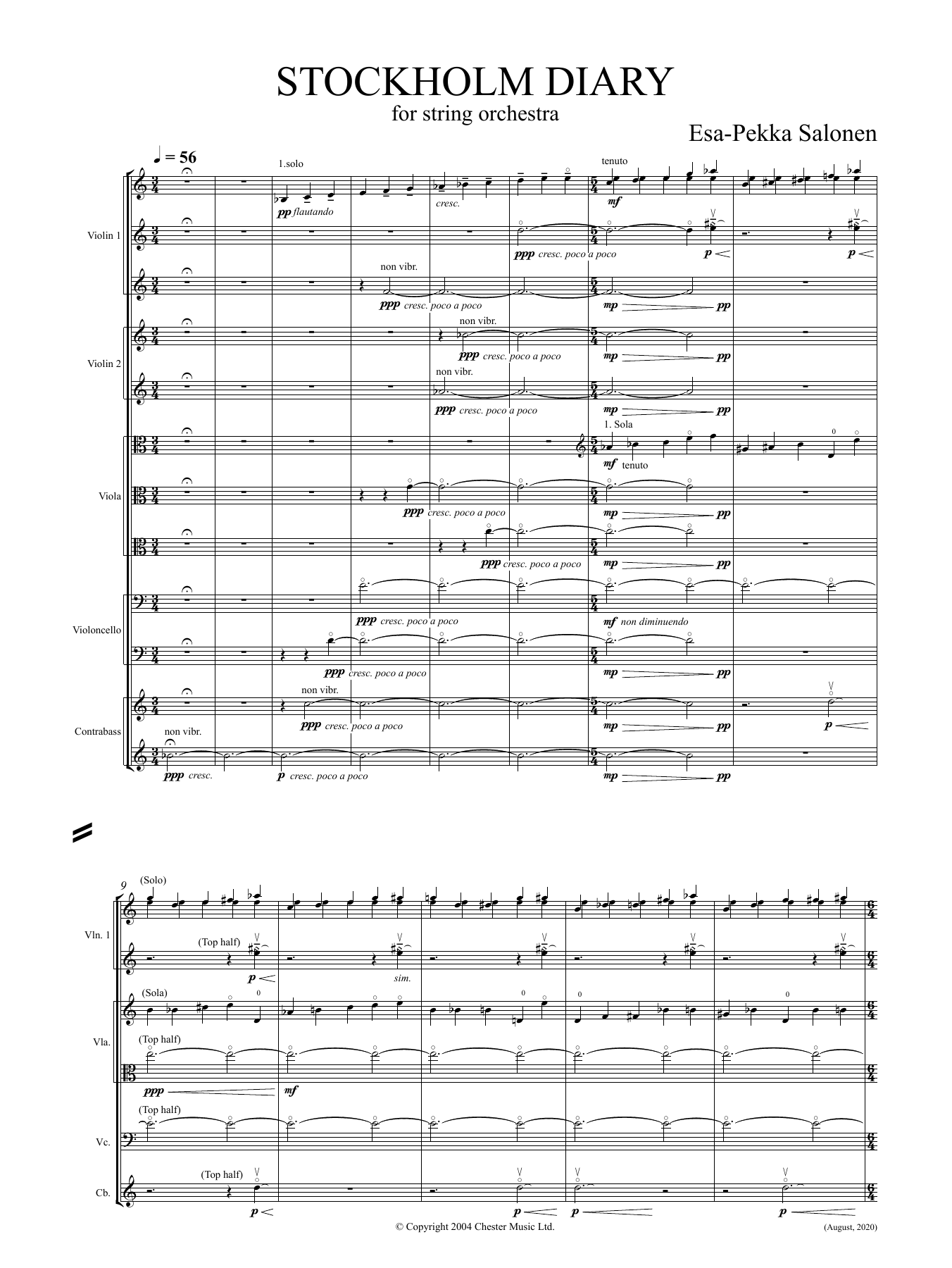 Esa-Pekka Salonen Stockholm Diary (Study Score) sheet music notes and chords. Download Printable PDF.