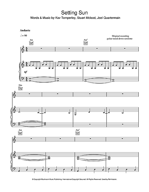 Eskimo Joe Setting Sun sheet music notes and chords. Download Printable PDF.