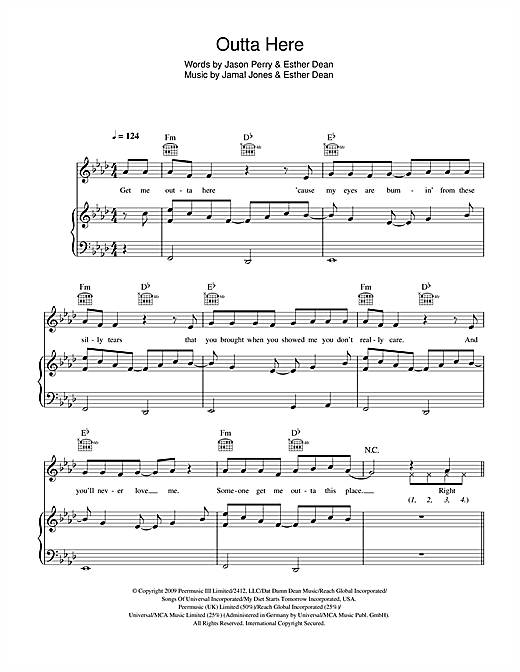 Learn to play Esme Denters Outta Here sheet music for Piano, Vocal & Guitar in minutes. Price: 7.8900$ Esme Denters Outta Here sheet music notes and chords. Download Printable PDF.