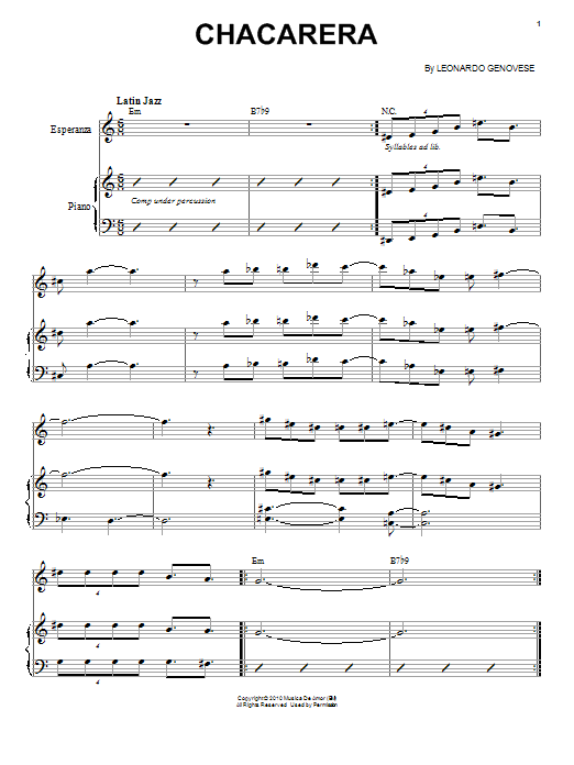 Esperanza Spalding Chacarera sheet music notes and chords. Download Printable PDF.