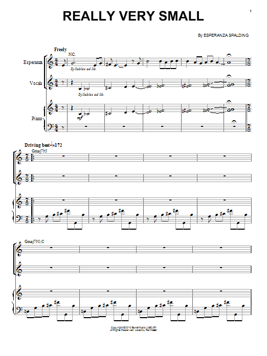 Esperanza Spalding Really Very Small sheet music notes and chords. Download Printable PDF.