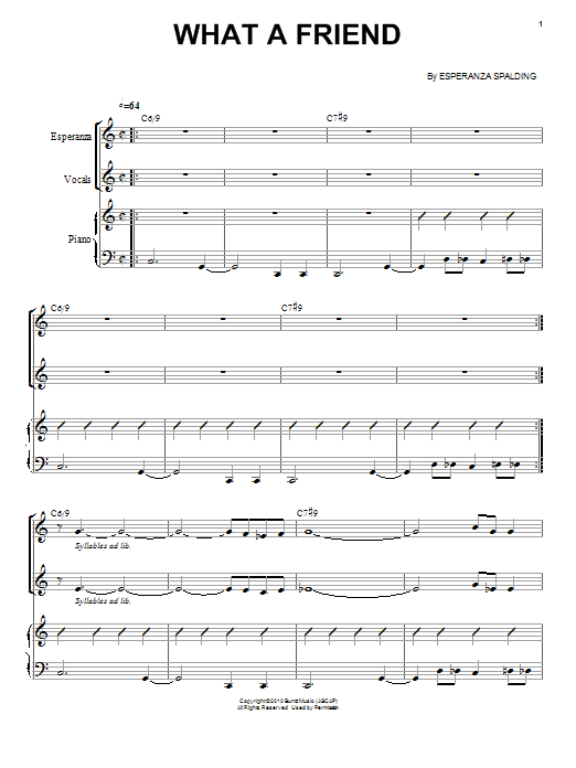 Esperanza Spalding What A Friend sheet music notes and chords. Download Printable PDF.