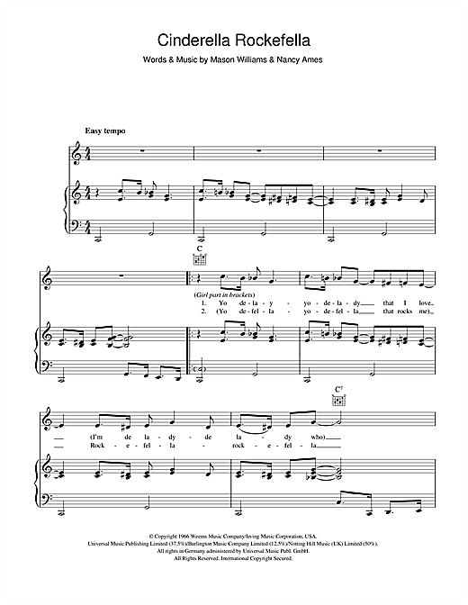 Esther & Abi Ofarim Cinderella Rockefella sheet music notes and chords. Download Printable PDF.