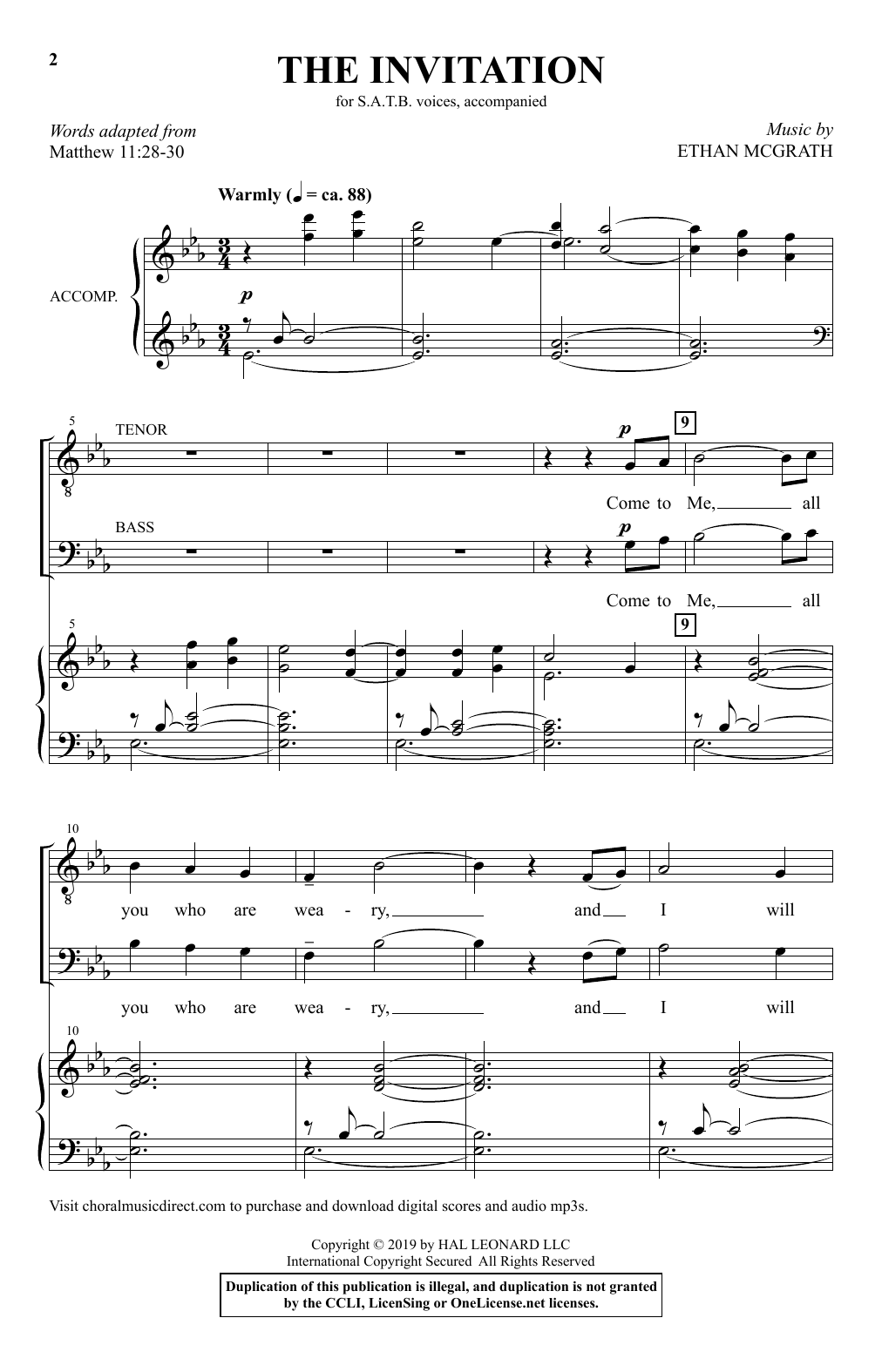 Ethan McGrath The Invitation sheet music notes and chords. Download Printable PDF.