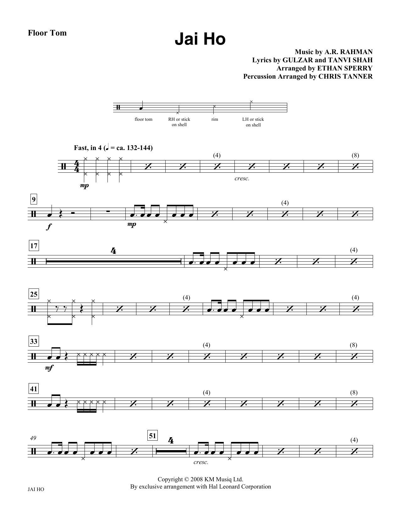 Learn to play Ethan Sperry Jai Ho - Floor Tom sheet music for Choir Instrumental Pak in minutes. Ethan Sperry Jai Ho - Floor Tom sheet music notes and chords. Download Printable PDF.