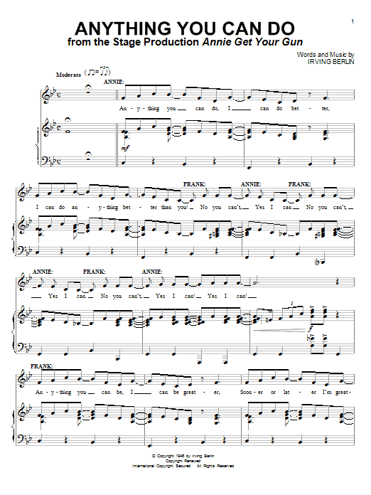 Learn to play Ethel Merman Anything You Can Do sheet music for Easy Piano in minutes. Ethel Merman Anything You Can Do sheet music notes and chords. Download Printable PDF.