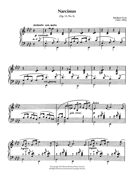 Learn to play Ethelbert Nevin Narcissus (Op.13 No.4) sheet music for Piano Solo in minutes. Ethelbert Nevin Narcissus (Op.13 No.4) sheet music notes and chords