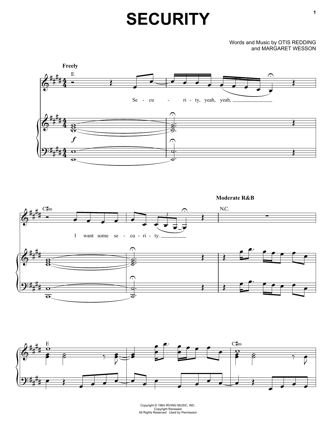 Etta James Security sheet music notes and chords. Download Printable PDF.