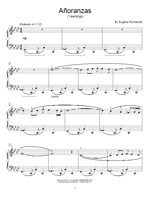 Eugénie Rocherolle Anoranzas sheet music notes and chords. Download Printable PDF.