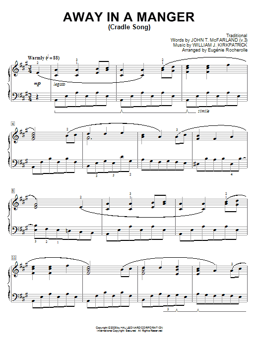 Learn to play Eugénie Rocherolle Away In A Manger sheet music for Piano Solo in minutes. Eugénie Rocherolle Away In A Manger sheet music notes and chords