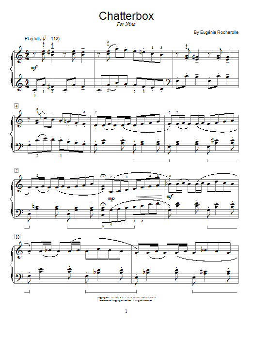 Learn to play Eugénie Rocherolle Chatterbox sheet music for Educational Piano in minutes. Price: 6.9900$ Eugénie Rocherolle Chatterbox sheet music notes and chords arranged for Educational Piano