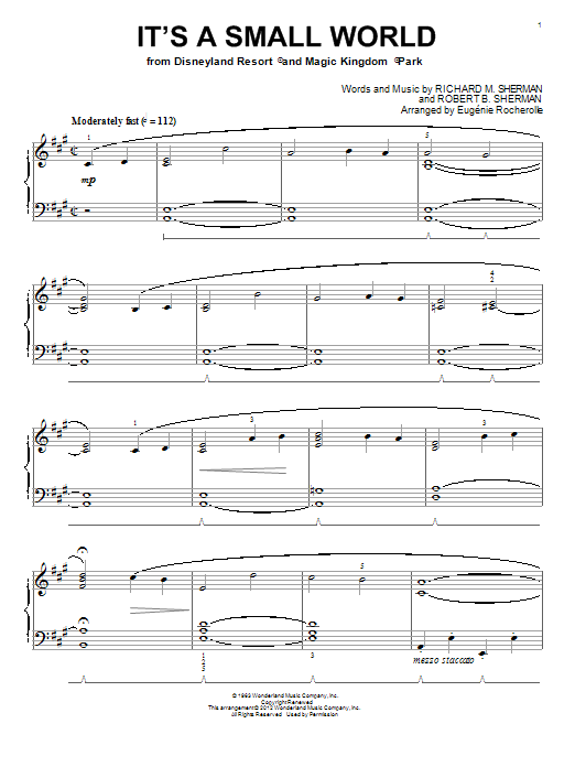 Learn to play Eugénie Rocherolle It's A Small World sheet music for Piano Solo in minutes. Eugénie Rocherolle It's A Small World sheet music notes and chords. Download Printable PDF.