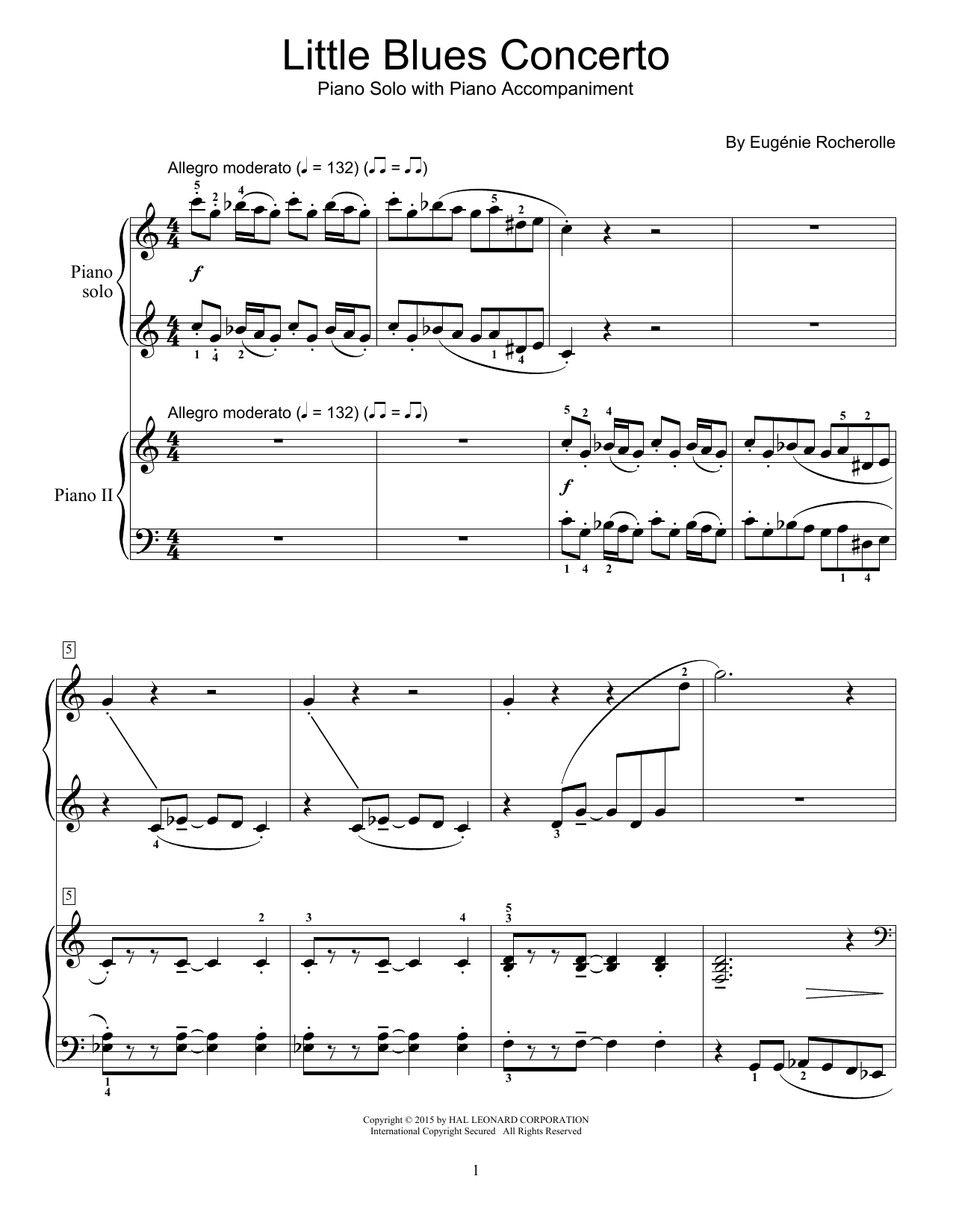 Eugénie Rocherolle Little Blues Concerto sheet music notes and chords. Download Printable PDF.