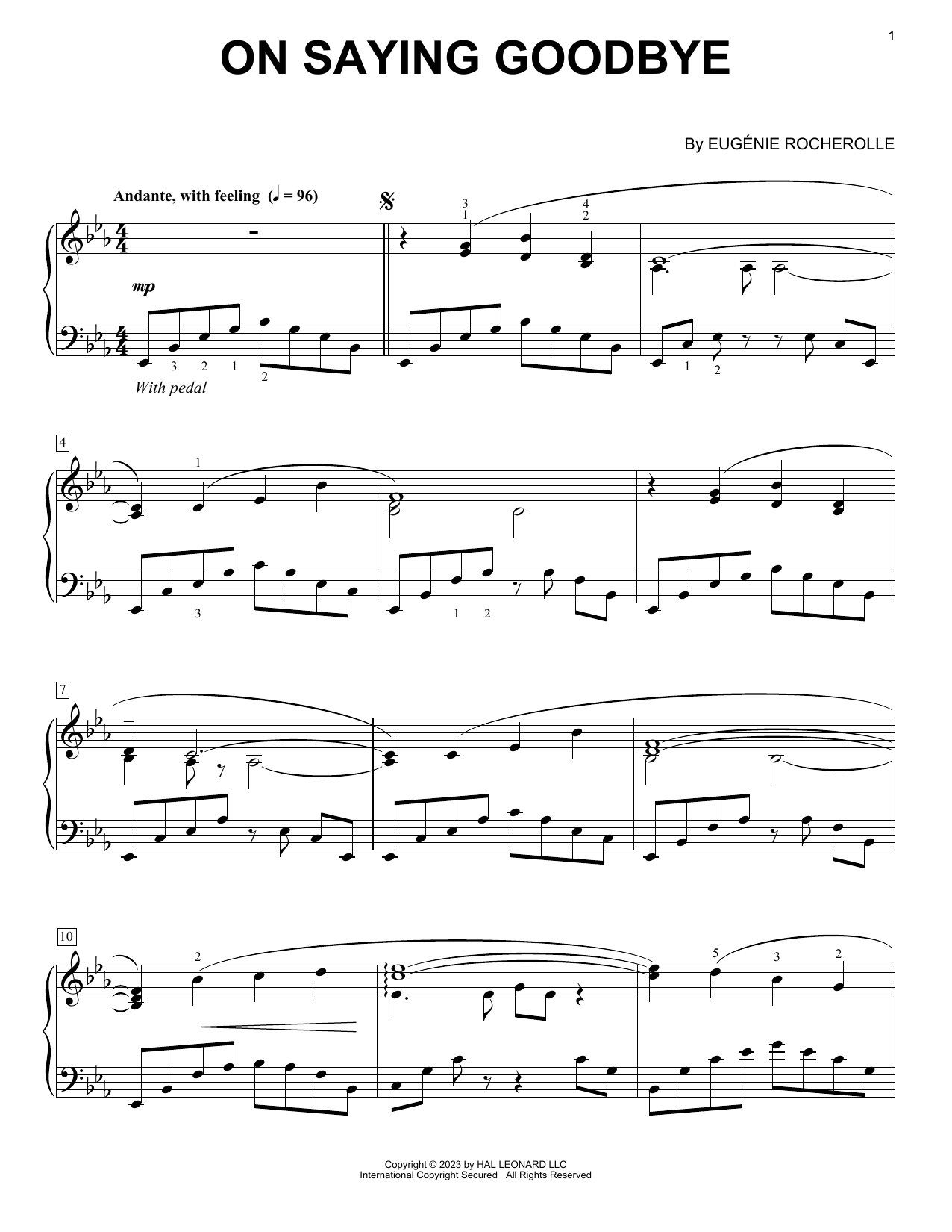 Eugénie Rocherolle On Saying Goodbye sheet music notes and chords. Download Printable PDF.