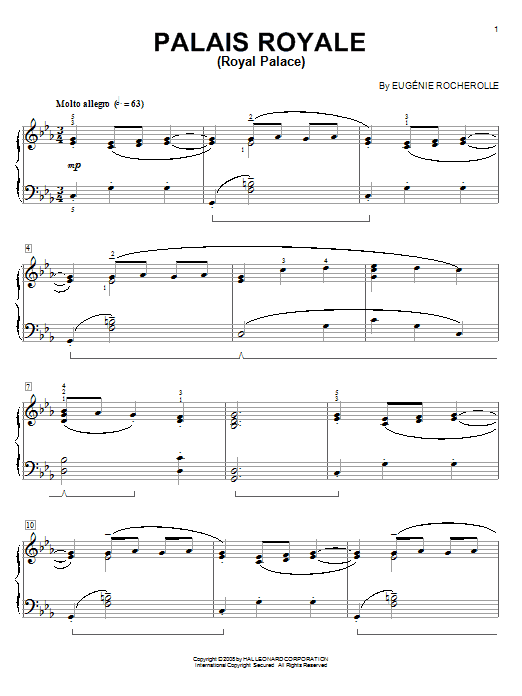 Learn to play Eugénie Rocherolle Palais Royale (Royal Palace) sheet music for Piano Solo in minutes. Eugénie Rocherolle Palais Royale (Royal Palace) sheet music notes and chords. Download Printable PDF.