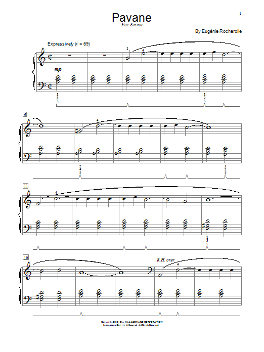 Eugénie Rocherolle Pavane sheet music notes and chords. Download Printable PDF.