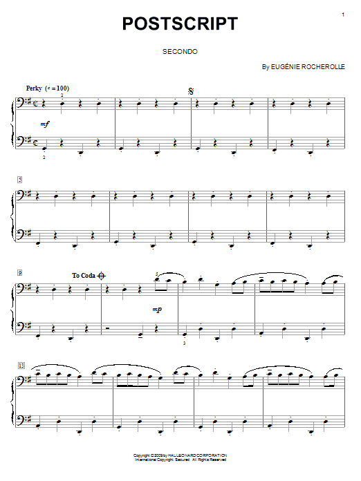 Eugénie Rocherolle Postscript sheet music notes and chords. Download Printable PDF.