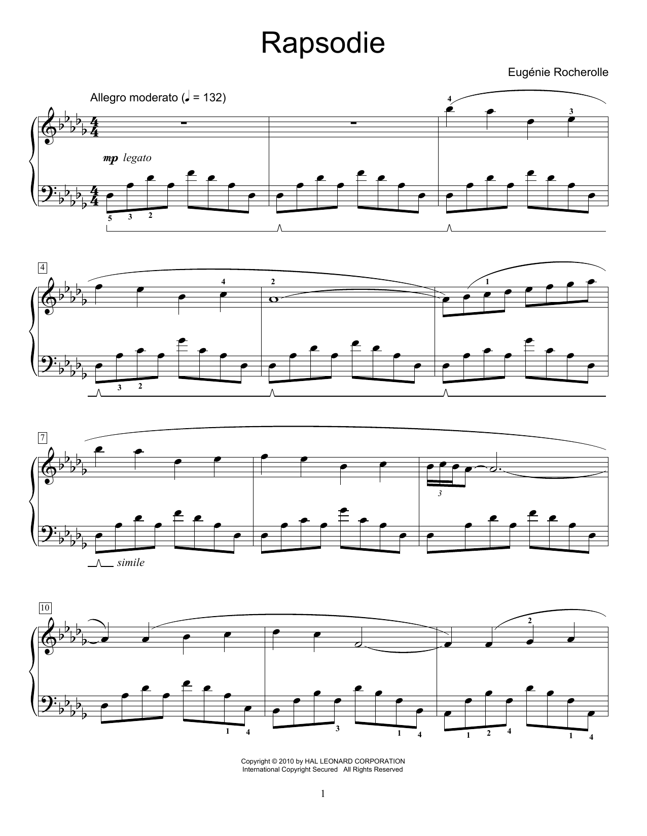 Eugenie Rocherolle Rapsodie sheet music notes and chords. Download Printable PDF.