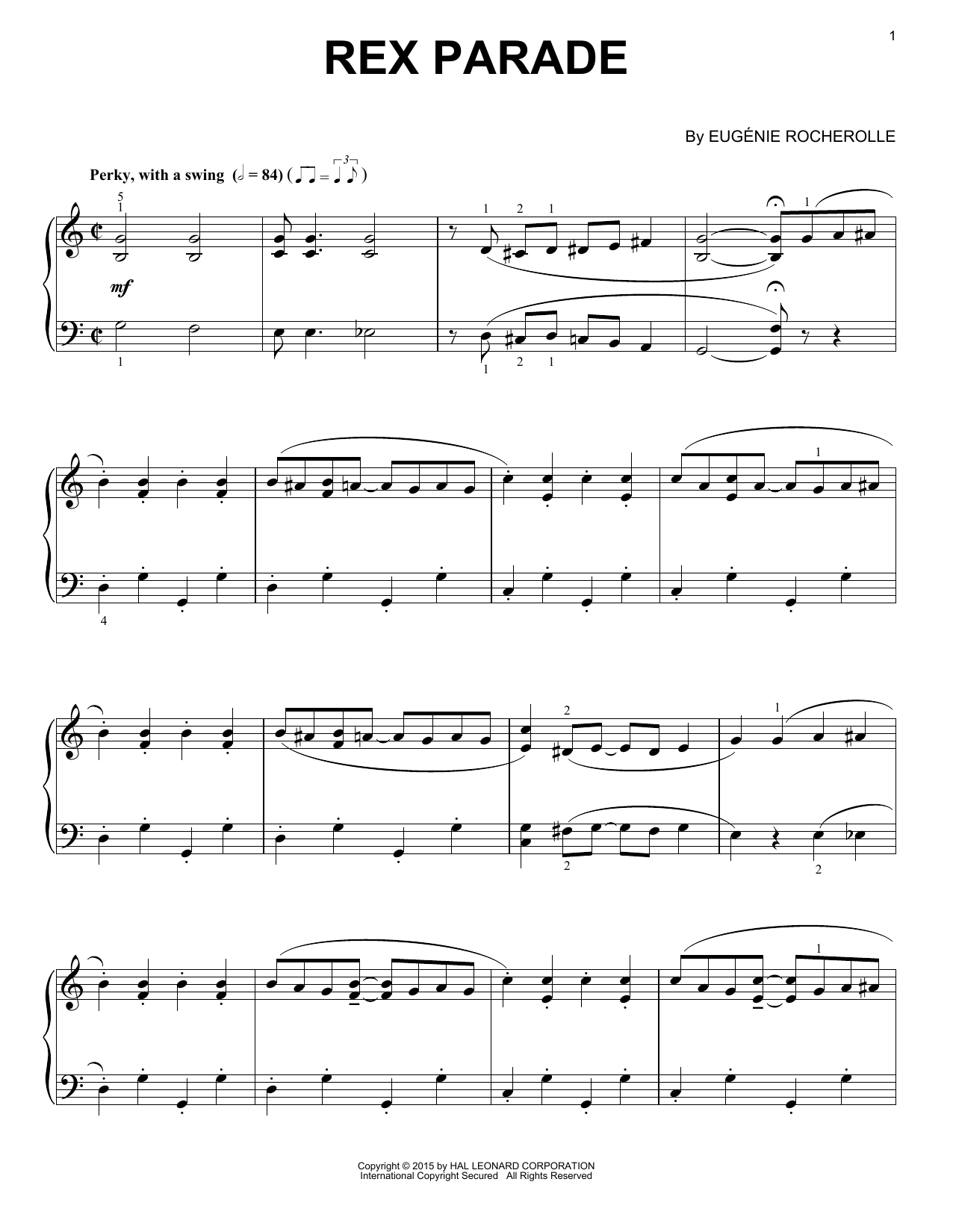 Learn to play Eugénie Rocherolle Rex Parade sheet music for Piano Solo in minutes. Eugénie Rocherolle Rex Parade sheet music notes and chords. Download Printable PDF.