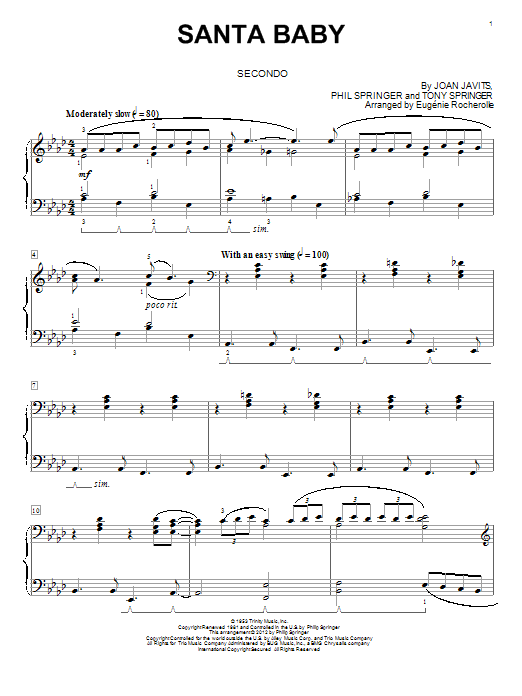 Eugénie Rocherolle Santa Baby sheet music notes and chords. Download Printable PDF.