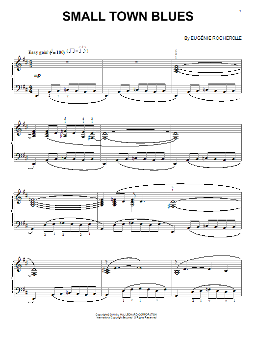 Eugénie Rocherolle Small Town Blues sheet music notes and chords. Download Printable PDF.