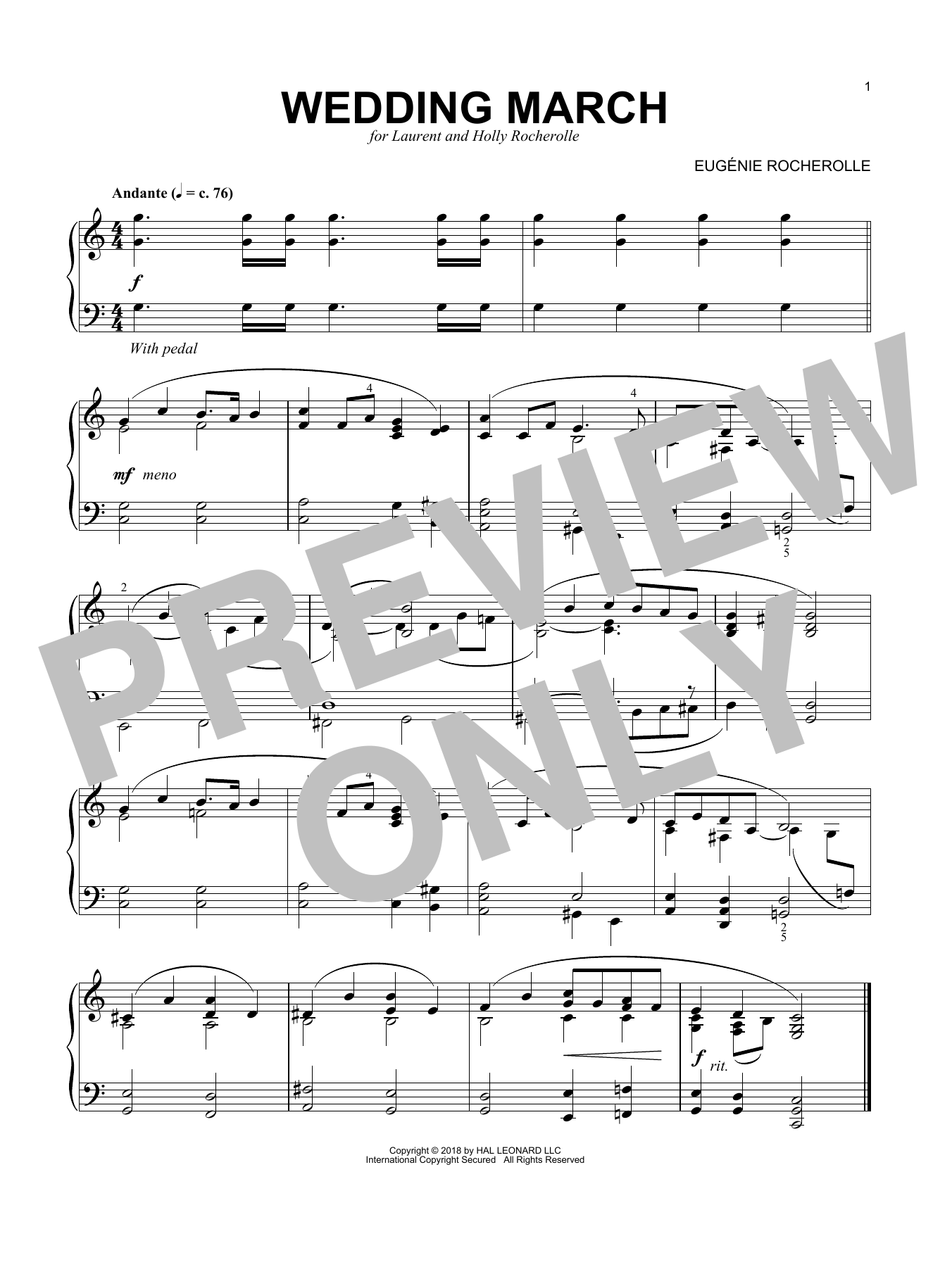 Eugenie Rocherolle Wedding March sheet music notes and chords. Download Printable PDF.