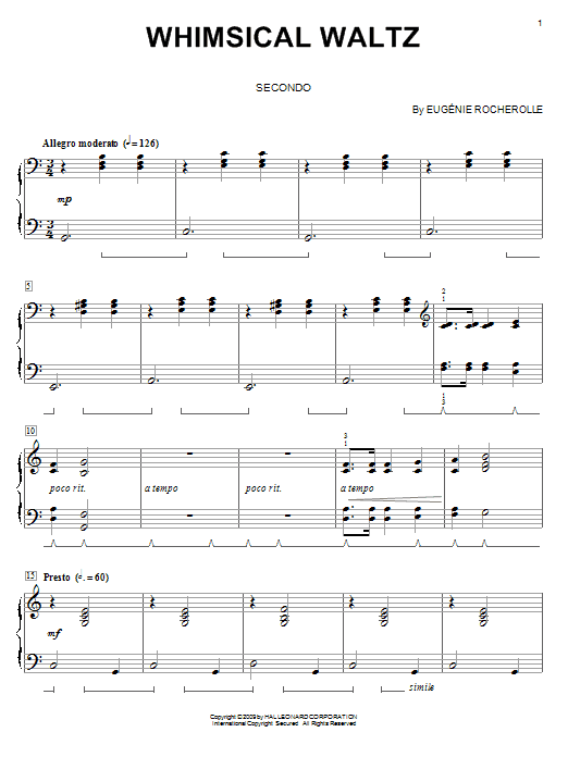 Eugénie Rocherolle Whimsical Waltz sheet music notes and chords. Download Printable PDF.