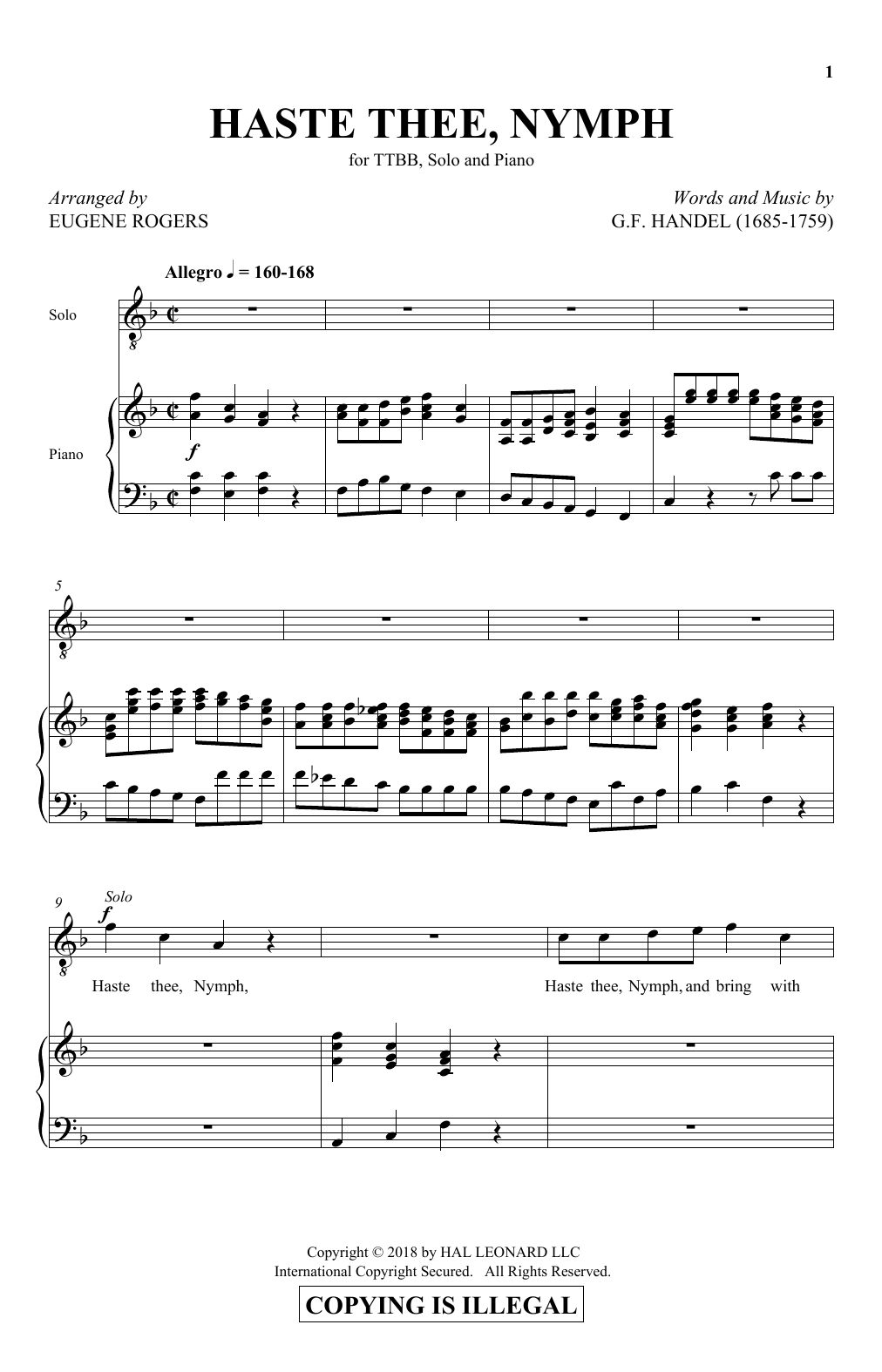 Eugene Rogers Haste Thee, Nymph sheet music notes and chords. Download Printable PDF.